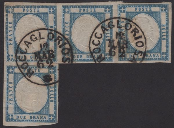 Prov. Napoletane - 2gr. in striscia di 4 a ''seggiola''