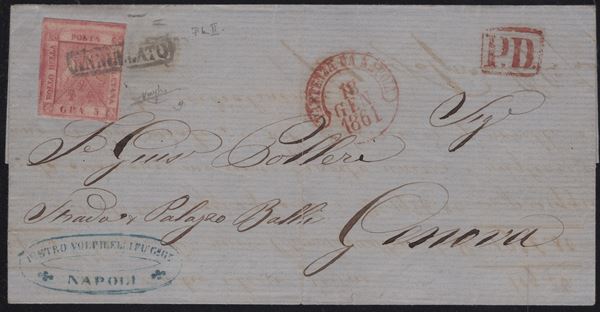 Napoli - Storia Postale, rara tariffa. 5gr. isolato per Genova