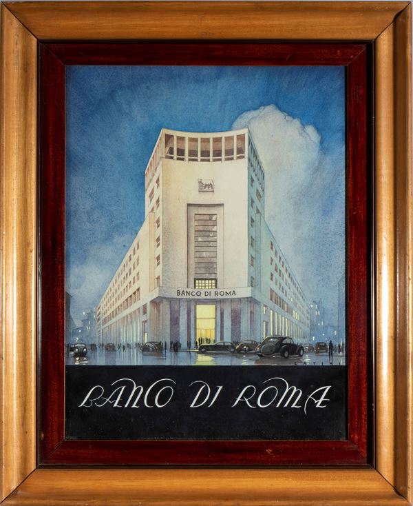 BANCO DI ROMA bozzetto pubblicitario anni '930