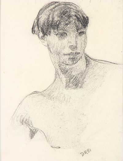 Ritratto di giovane uomo, matita e carboncino su carta