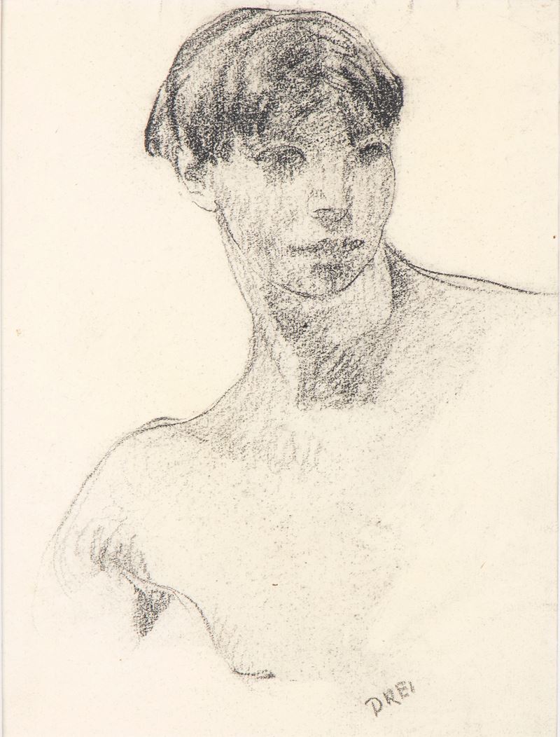 Ercole Drei - Ritratto di giovane uomo, matita e carboncino su carta