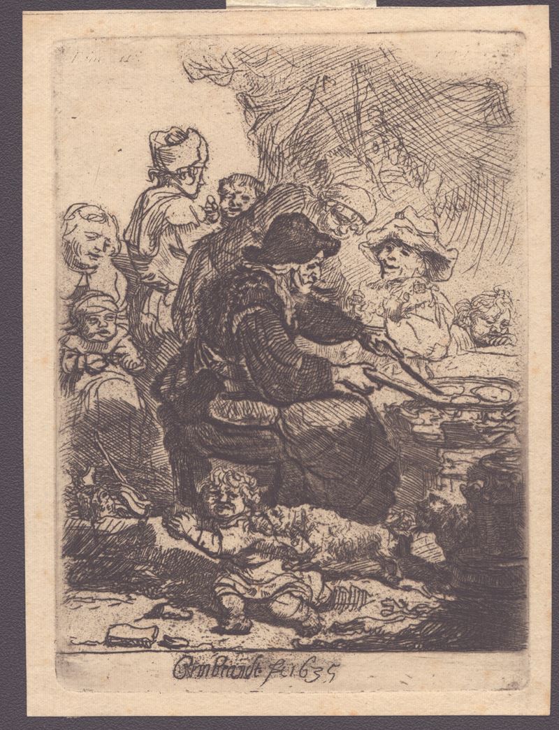 Rembrandt Van Rijn - La venditrice di frittelle, acquaforte
