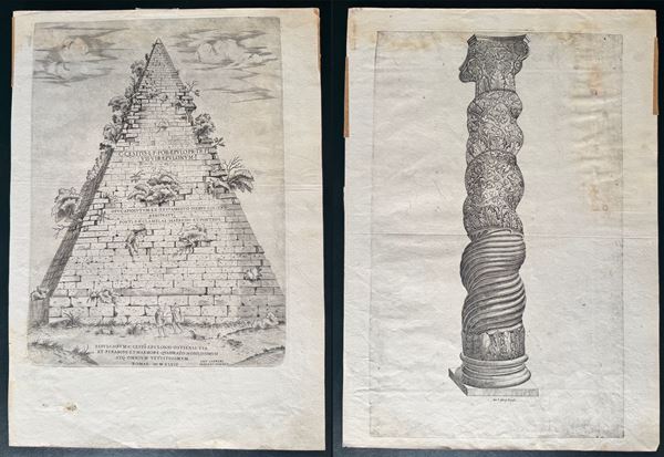 Sepulchrum C. Baskets... | Holy column led from the temple of Solomon, from &#39;Speculum Romanae Magnificentiae&#39;