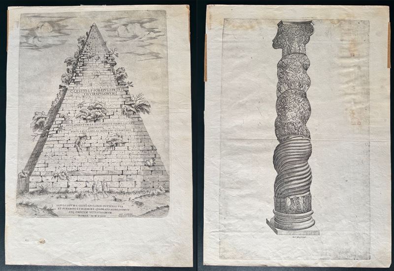 Sepulchrum C. Cesti, Colonna Santa condotta dal Tempio di Salomone, bulino