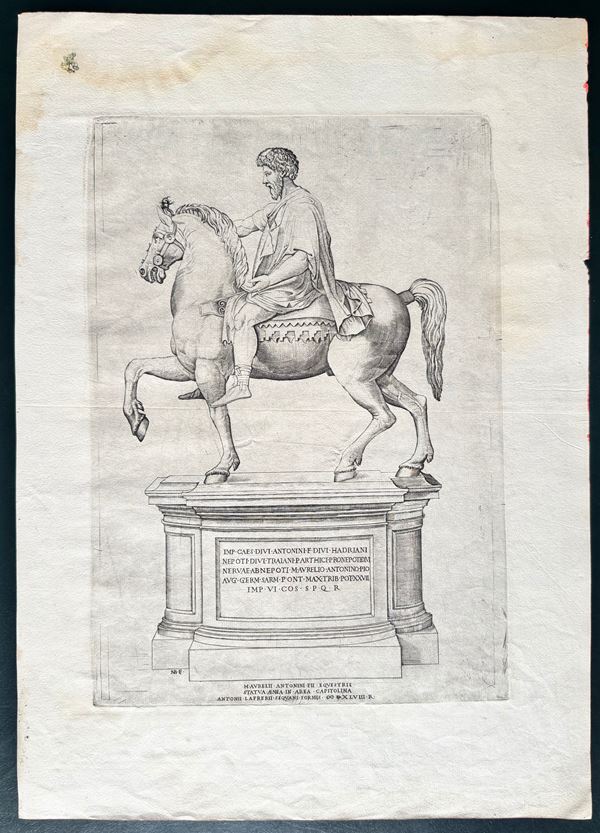 Nicolas Beatrizet - M AVRELII ANTONINI PII EQVESTRIS, from &#39;Speculum Romanae Magnificentiae&#39;