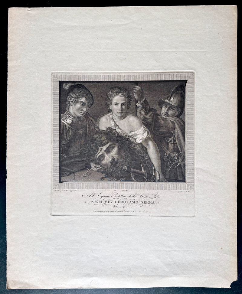 Girolamo Scotto - Davide con testa di Golia, bulino