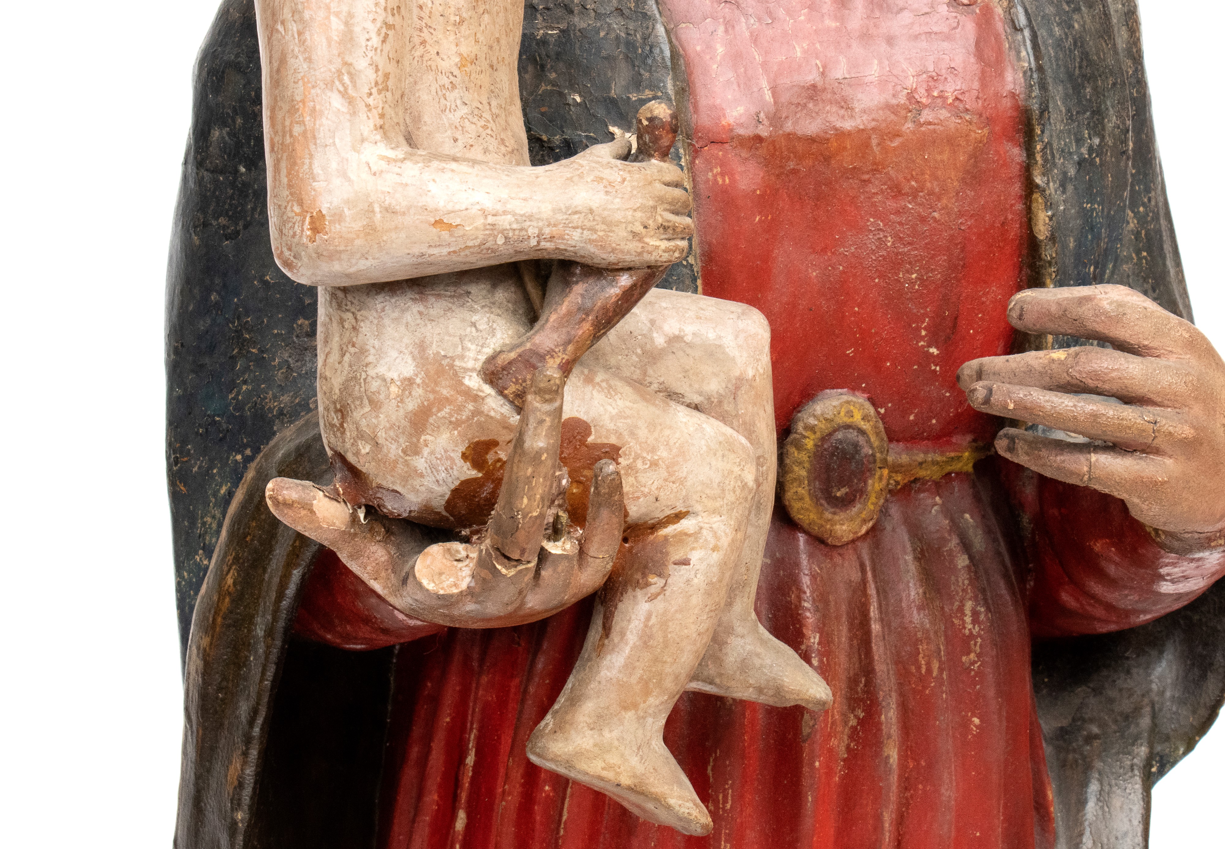 Scultura policroma in terracotta raffigurante la Vergine con Bambino, XIX secolo