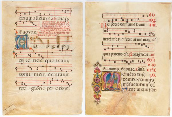 Due fogli di antifonario