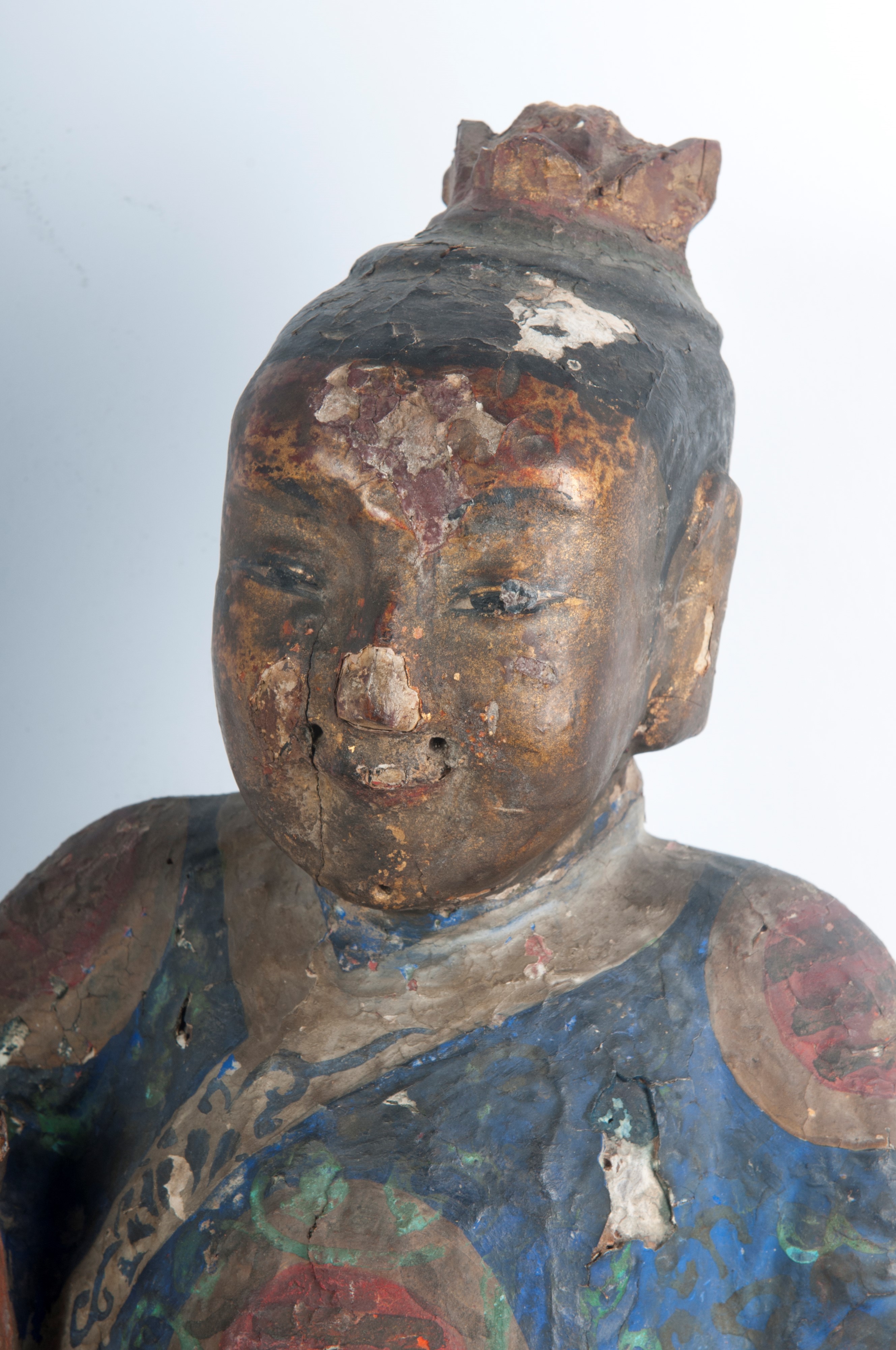Dignitario imperiale, scultura in legno policromo