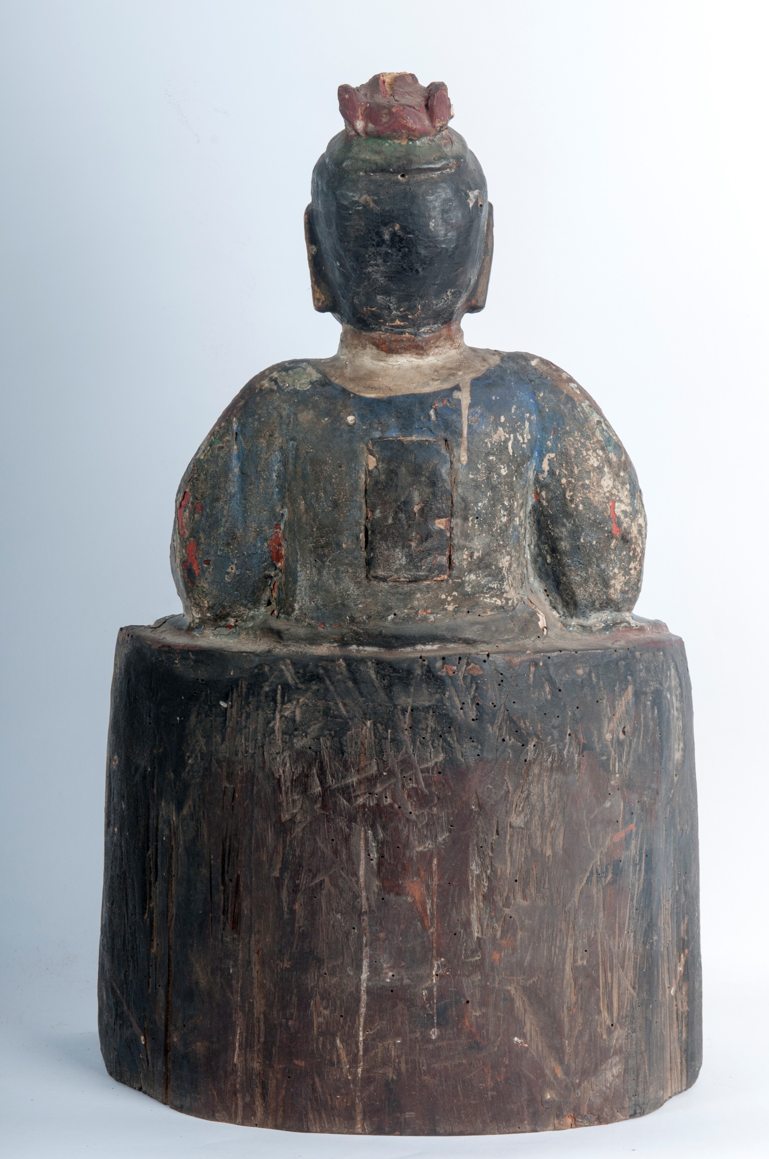 Dignitario imperiale, scultura in legno policromo