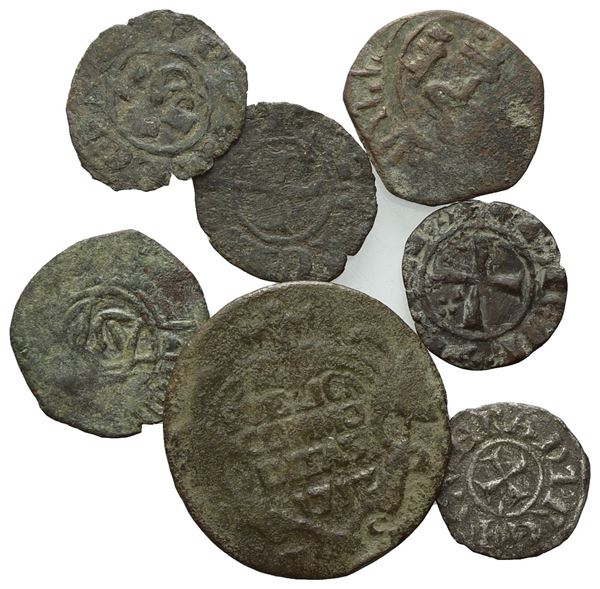 MESSINA. REGNO DI SICILIA. Interessante lotto composto da 6 monete normanne, sveve e 1 grano 1717 Palermo. Nominali, metalli e conservazioni varie.