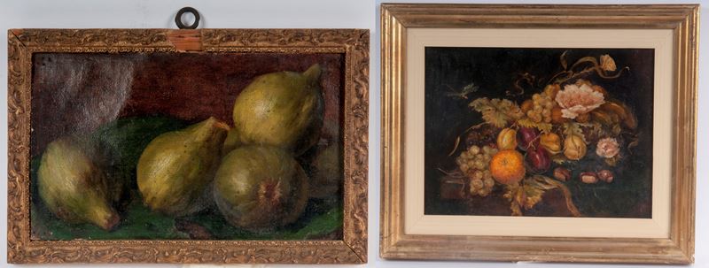 Ritratto di due nature morte, dipinti ad olio su tavola