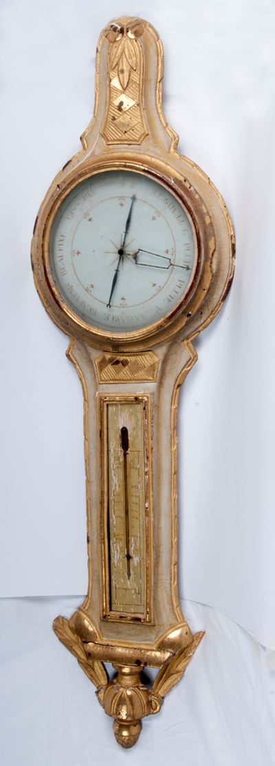 Barometro con termometro in legno dorato, inizi XX secolo