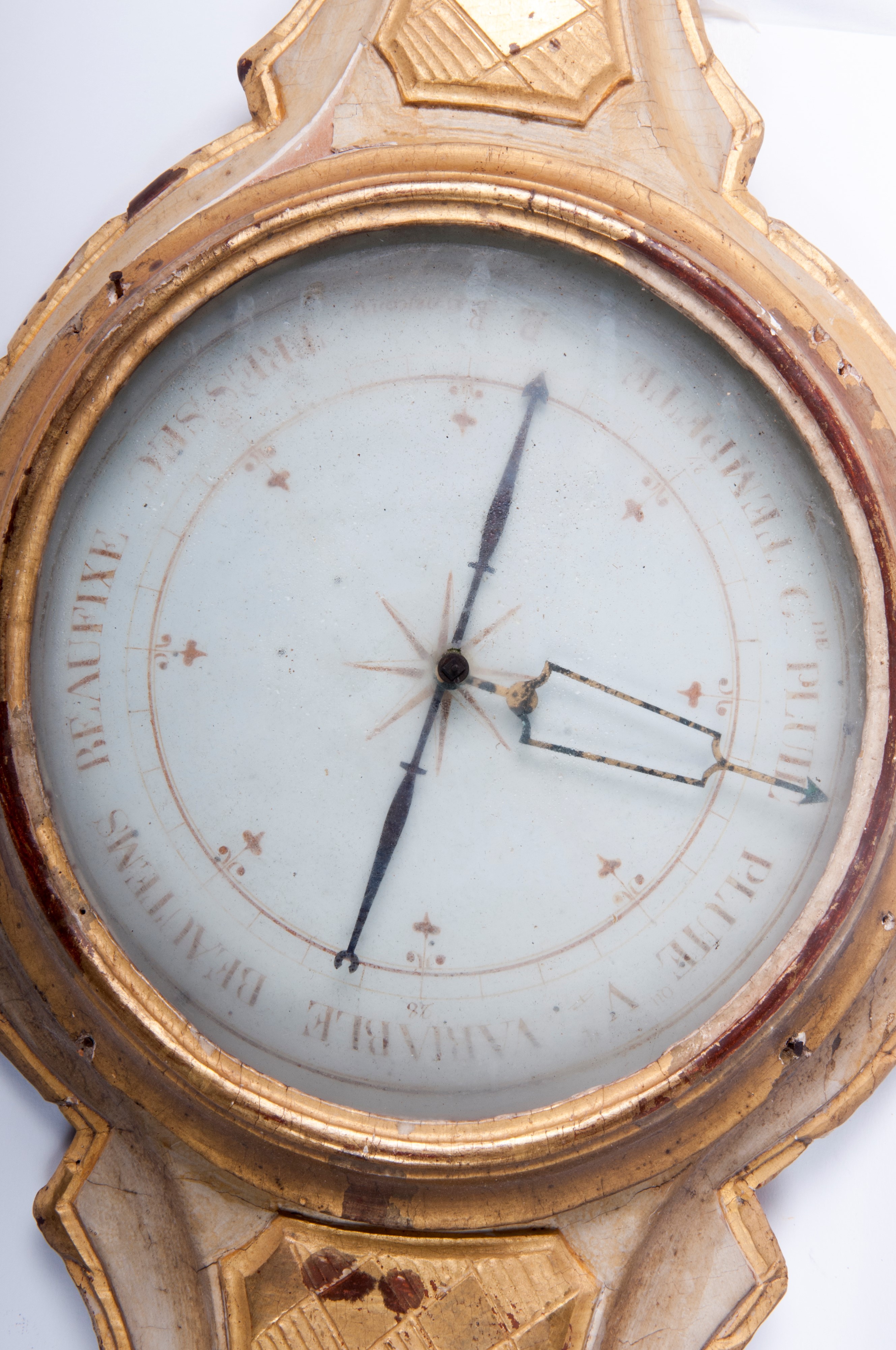Barometro con termometro in legno dorato, inizi XX secolo