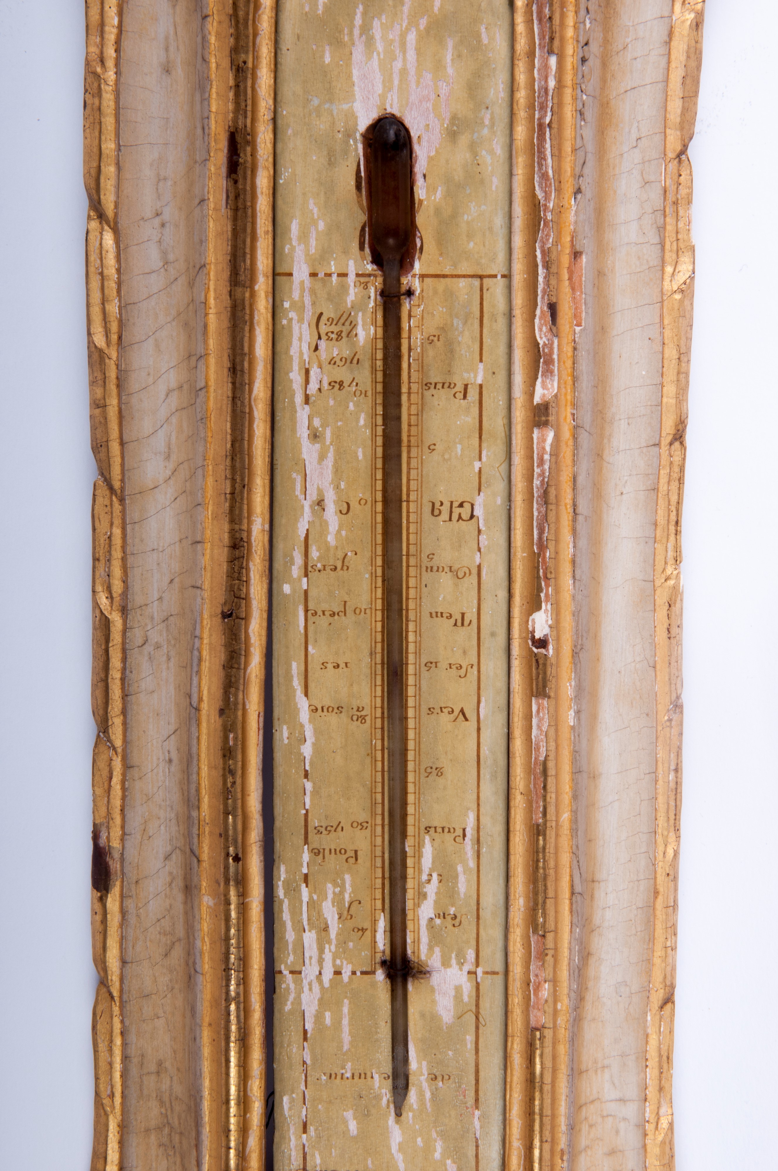 Barometro con termometro in legno dorato, inizi XX secolo