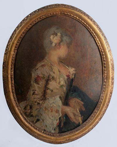 Busto di fanciulla, dipinto ad olio su tavola