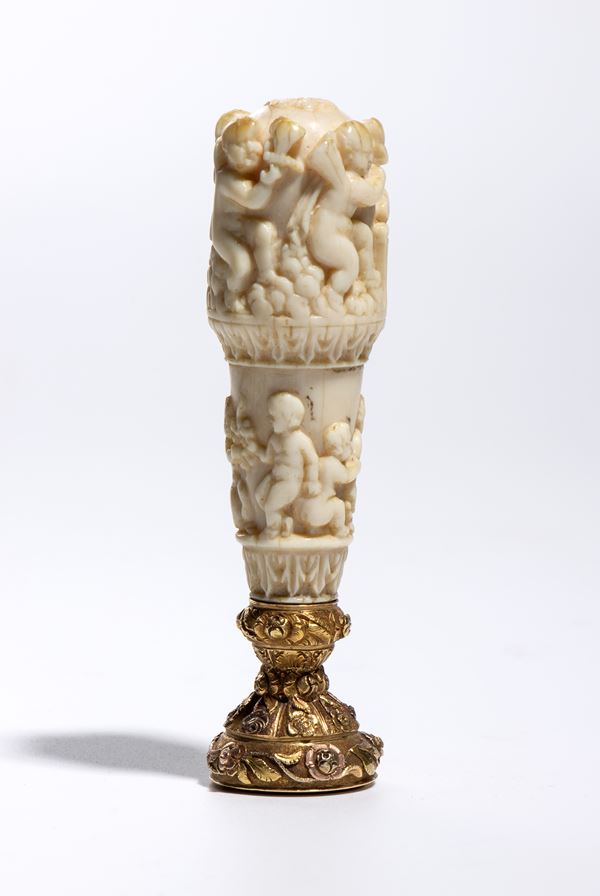 Sigillo per ceralacca, impugnatura in avorio marino