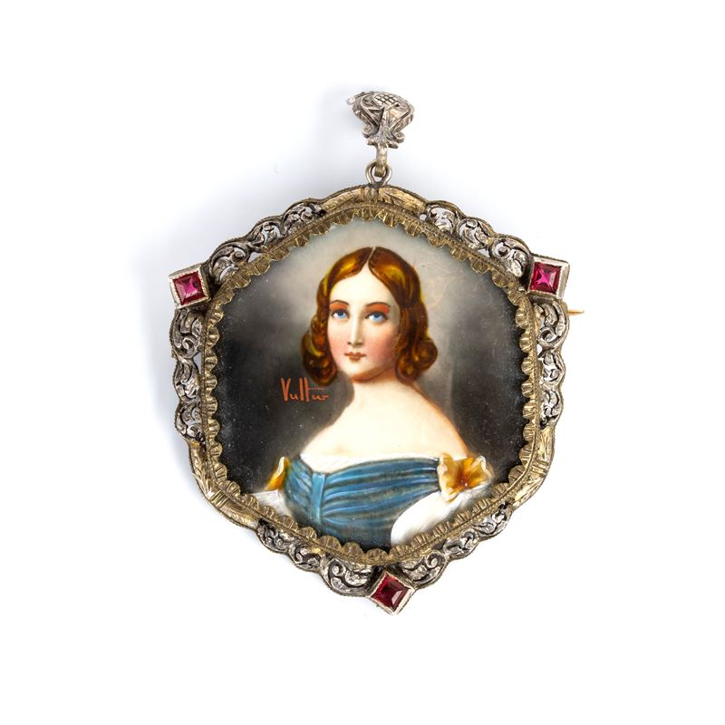 Spilla-pendente a ritratto, fine XIX secolo