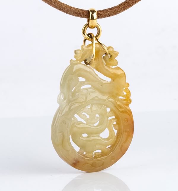 Jade pendant with cord