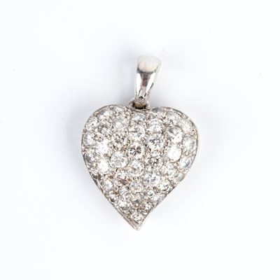 Pendente a cuore in oro con pavé di diamanti, circa 1,20 ct