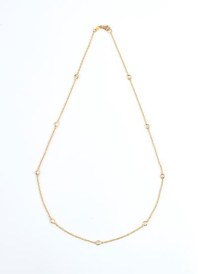 Collana in oro giallo 18k con diamanti rotondi a taglio brillante (circa 0,45 ct)