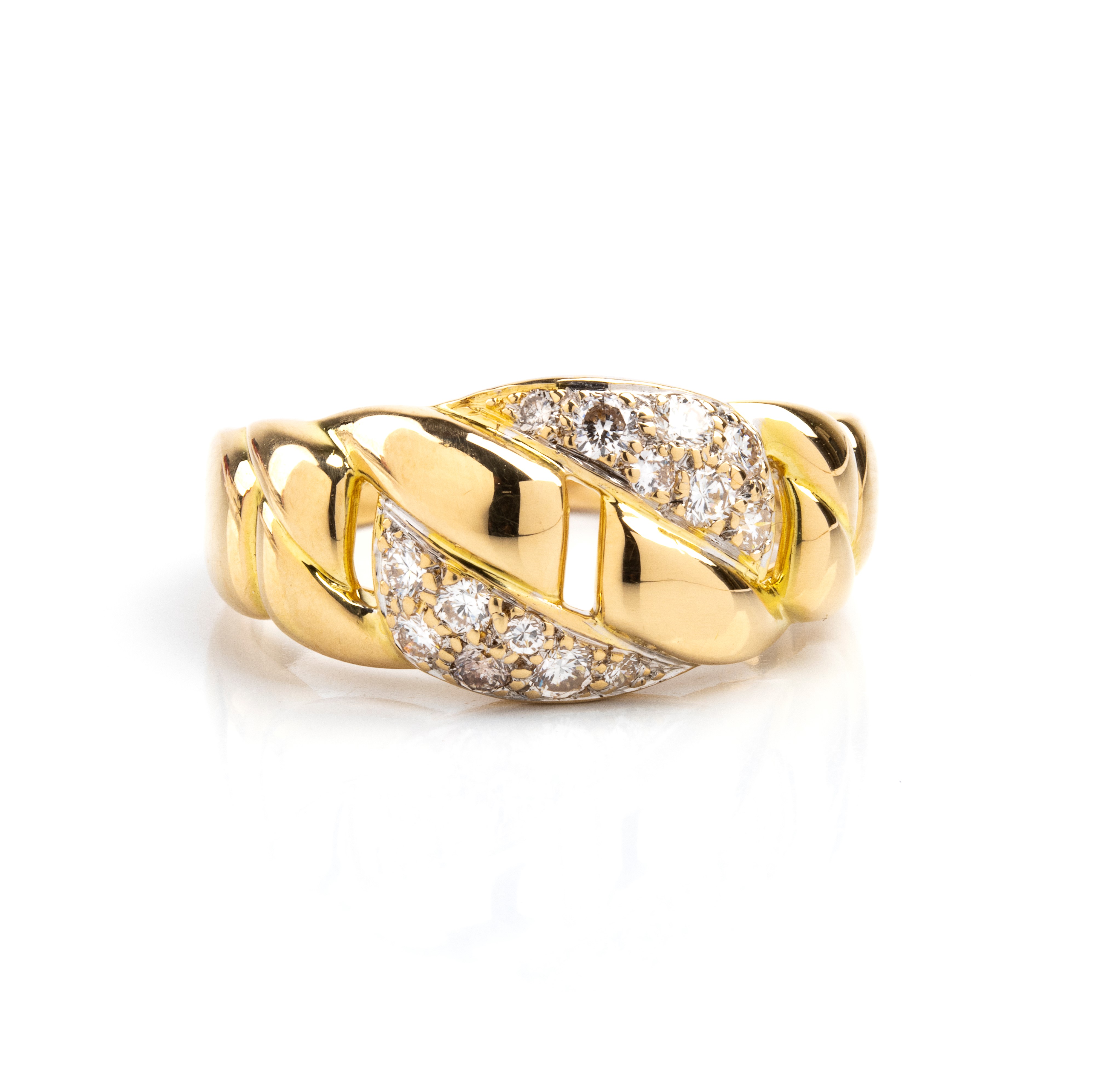 Cartier - Anello a fascia in oro giallo 18k e diamanti