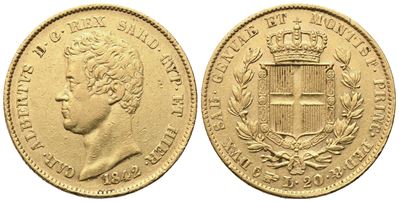 Carlo Alberto, 20 Lire 1842 (Regno di Sardegna)