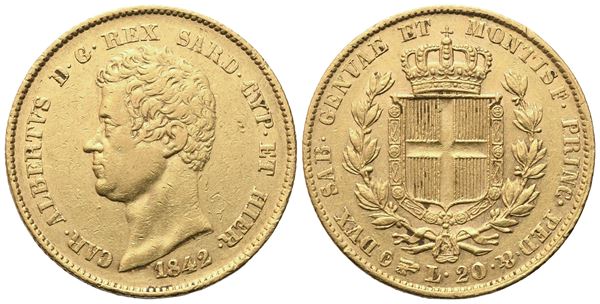 TORINO. Regno di Sardegna. Carlo Alberto (1831-1849). 20 Lire 1842; Au (6,45 g; 20,8 mm)