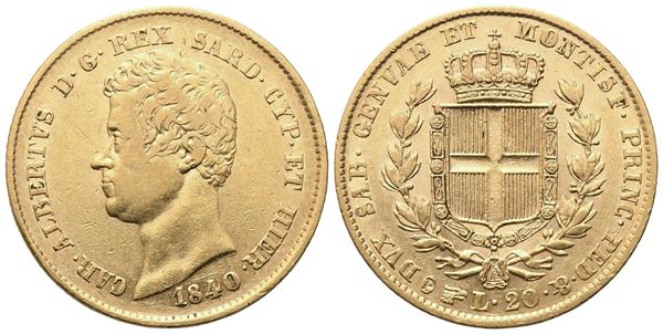 TORINO. Regno di Sardegna. Carlo Alberto (1831-1849). 20 Lire 1840; Au (6,43 g; 20,8 mm)