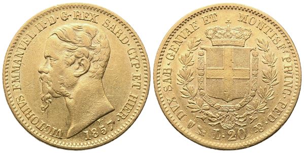 GENOVA. Regno di Sardegna. Vittorio Emanuele II (1849-1861). 20 Lire 1857; Au (6,43 g; 20,6 mm)