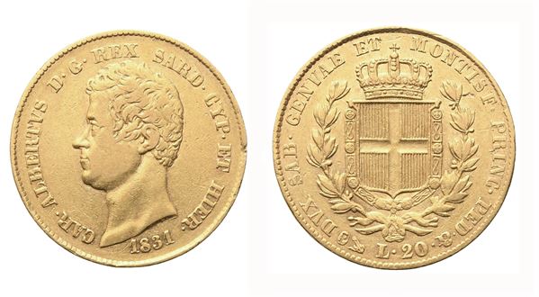 GENOVA. Regno di Sardegna. Carlo Alberto (1831-1849). 20 Lire 1831; Au (6,43 g; 20,5 mm)