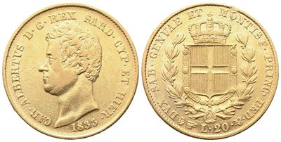 Carlo Alberto, 20 Lire 1833 (Regno di Sardegna)