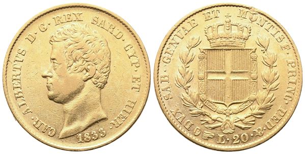 TORINO. Regno di Sardegna. Carlo Alberto (1831-1849). 20 Lire 1833; Au (6,42 g; 20,5 mm)