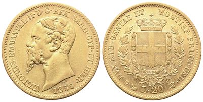 Vittorio Emanuele II, 20 Lire 1855 (Regno di Sardegna) – Genova
