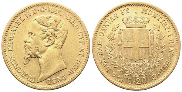 GENOVA. Regno di Sardegna. Vittorio Emanuele II (1849-1861). 20 Lire 1855; Au (6,42 g; 20,6 mm)