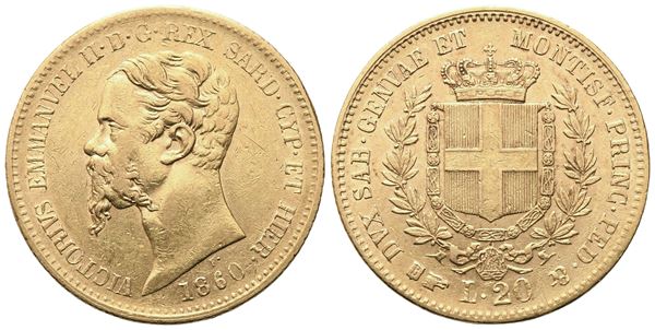 TORINO. Regno di Sardegna. Vittorio Emanuele II (1849-1861). 20 Lire 1860; Au (6,45 g; 20,7 mm)