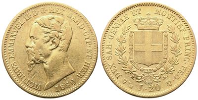 Vittorio Emanuele II, 20 Lire 1850 (Genova), Regno di Sardegna