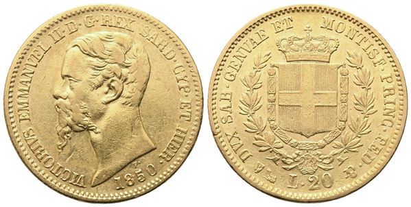 GENOVA. Regno di Sardegna. Vittorio Emanuele II (1849-1861). 20 Lire 1850; Au (6,43 g; 20,7 mm)