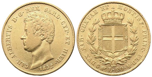 TORINO. Regno di Sardegna. Carlo Alberto (1831-1849). 20 Lire 1832; Au 6,45 g; 20,5 mm)