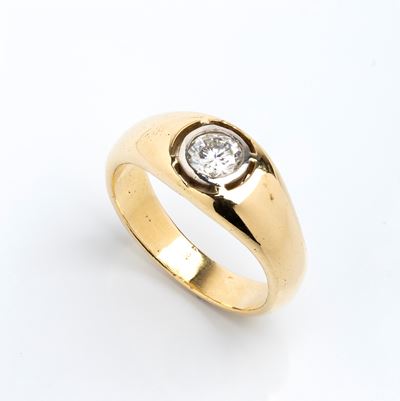 Oro 18k, Anello con diamante solitario rotondo (taglio brillante)