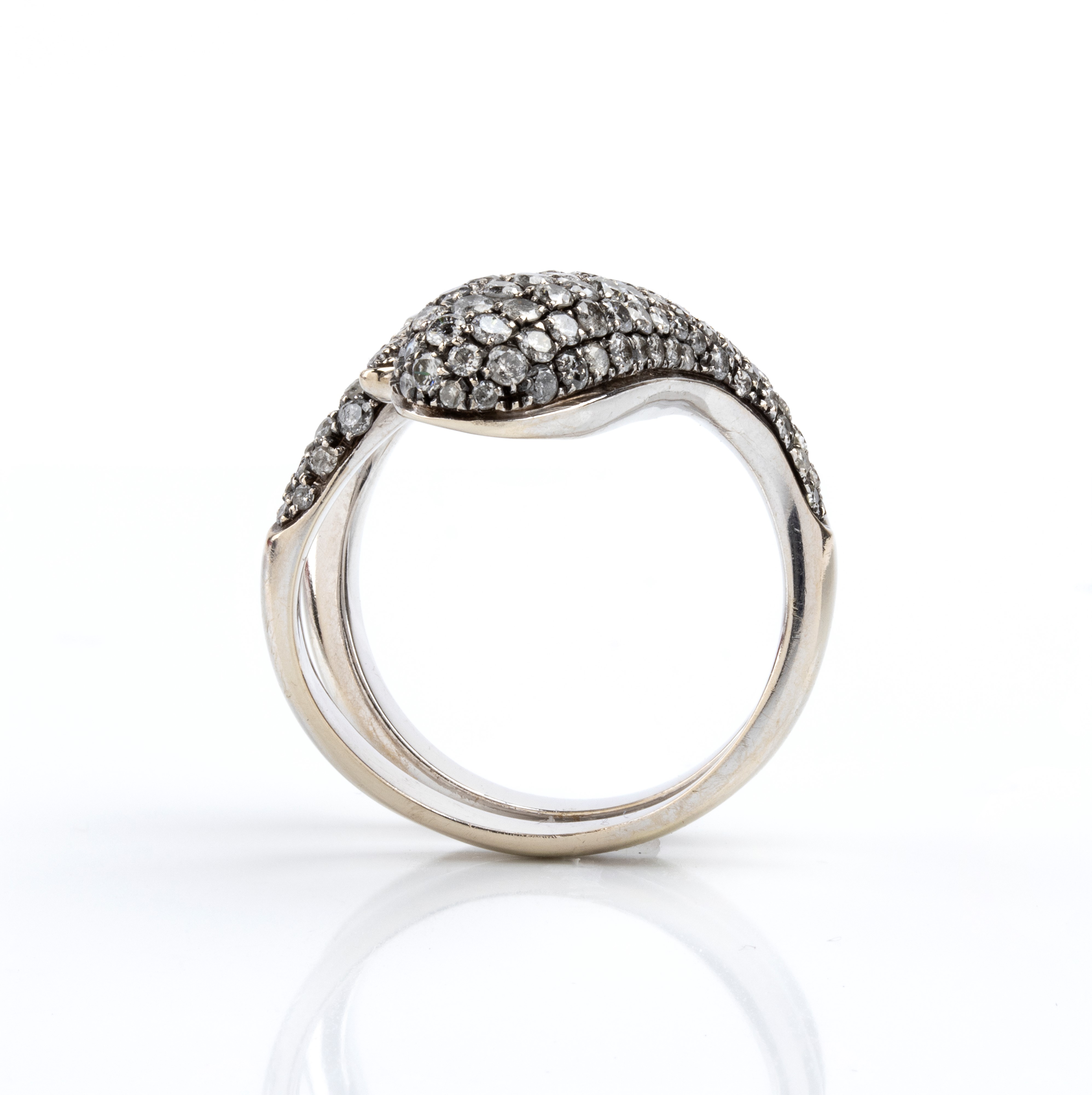 Dada Arrigoni - Anello a serpente in oro bianco 18k con diamanti in pavé