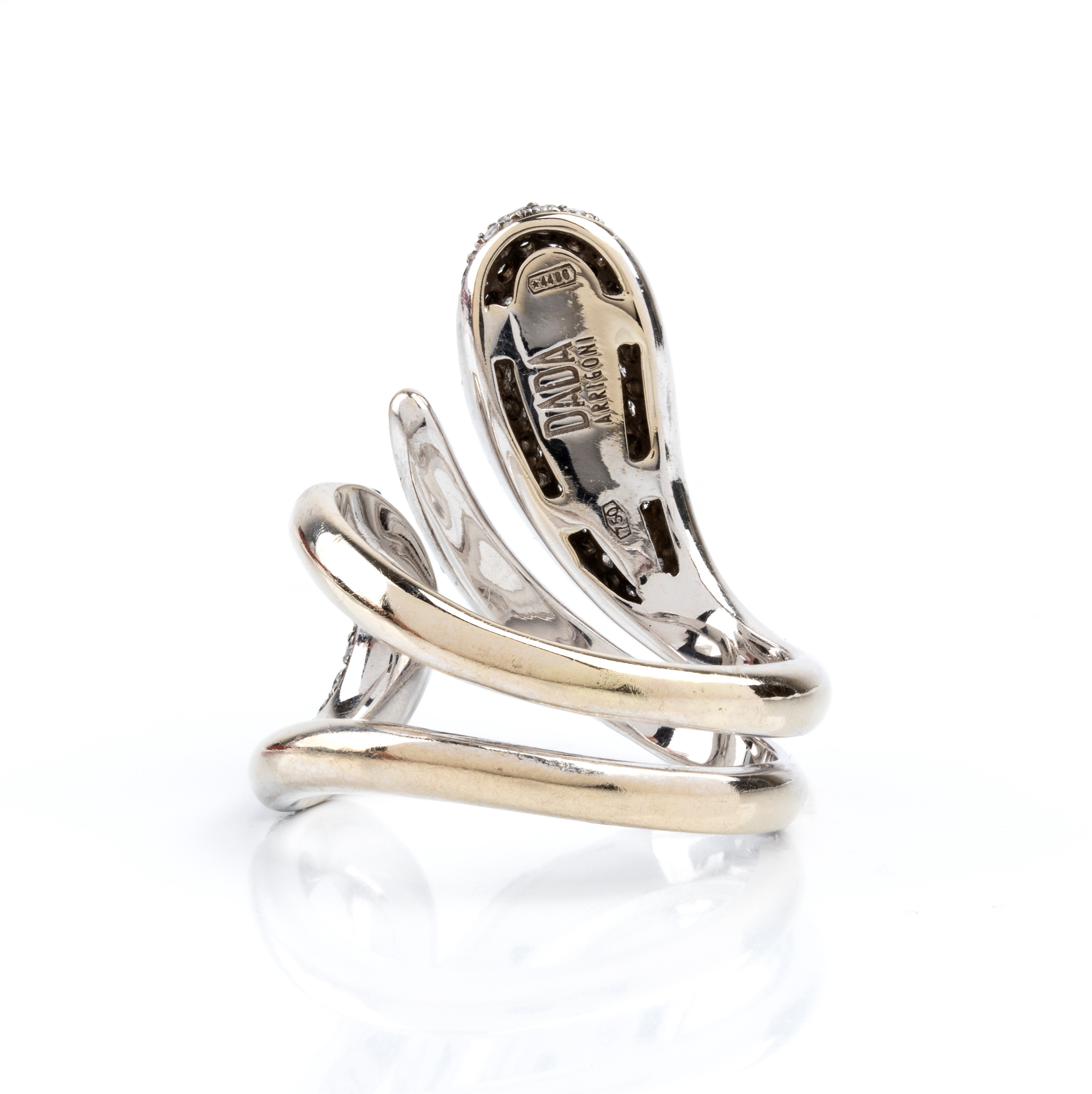 Dada Arrigoni - Anello a serpente in oro bianco 18k con diamanti in pavé