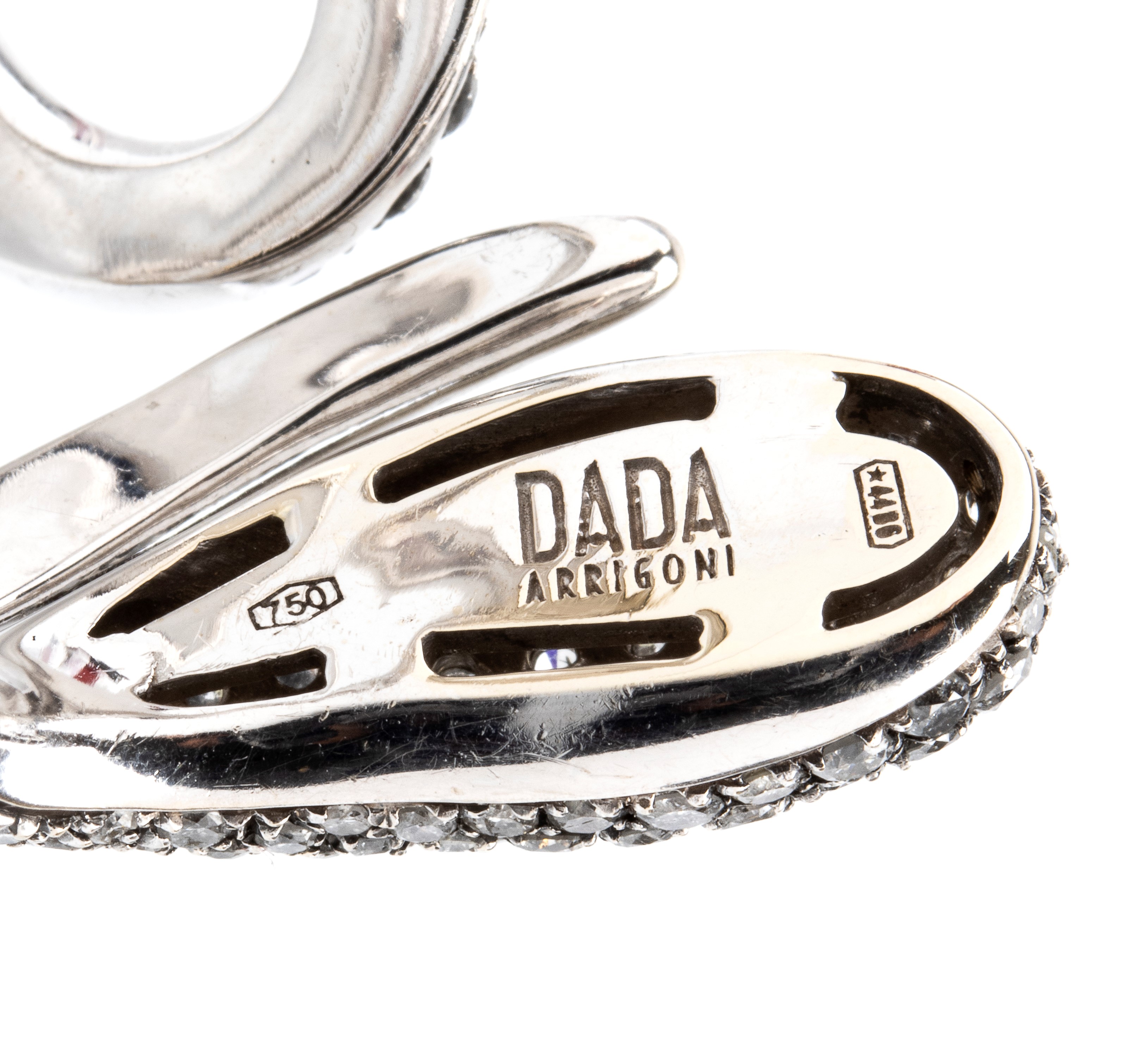 Dada Arrigoni - Anello a serpente in oro bianco 18k con diamanti in pavé