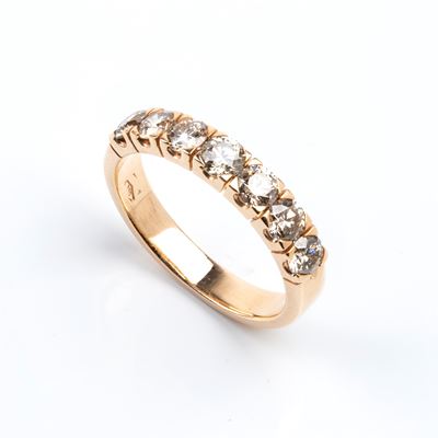 Anello in oro rosa 18k con diamanti rotondi, taglio brillante (circa 1.10 ct), punzonato "750"