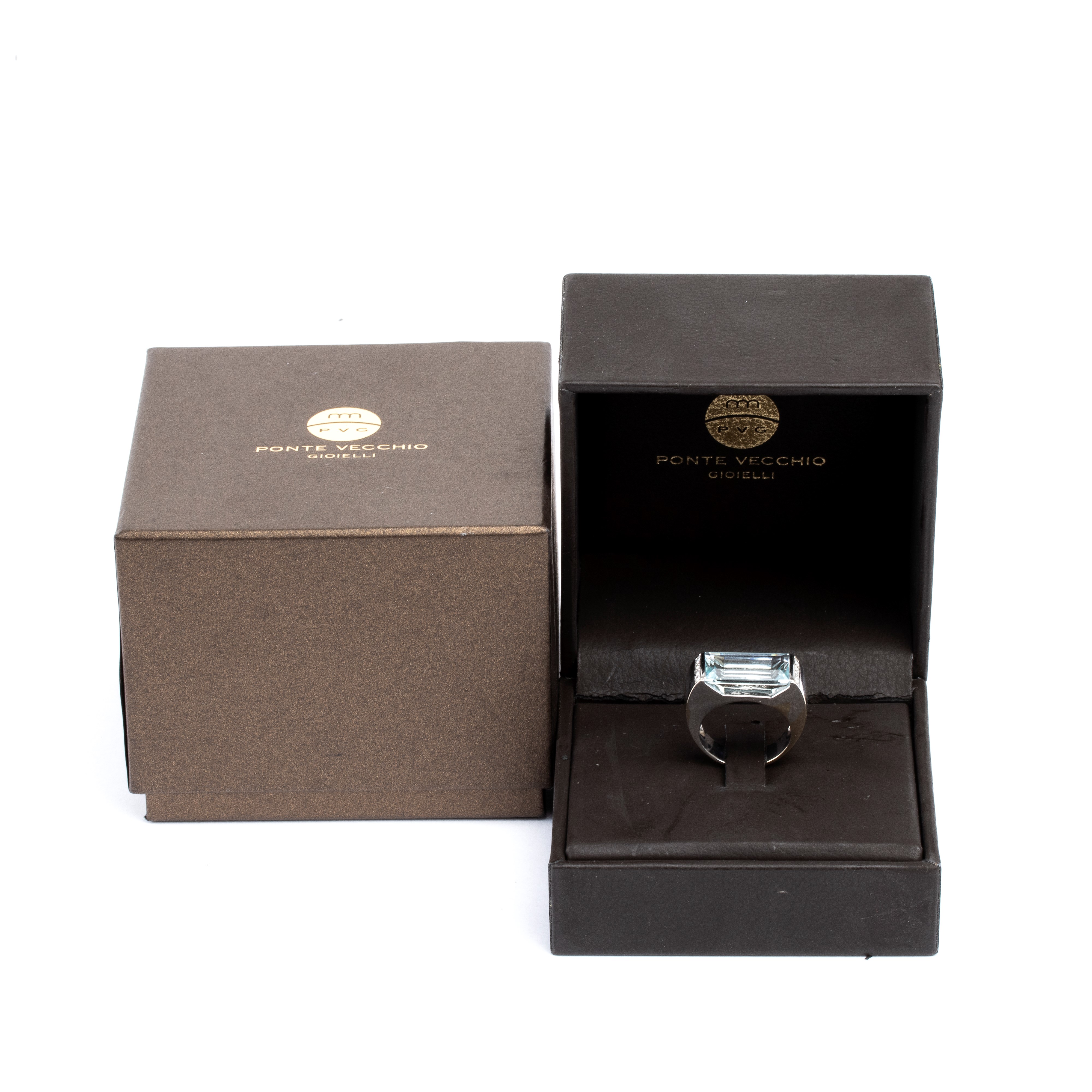 Pontevecchio - Anello in oro bianco 18k con acquamarina e diamanti