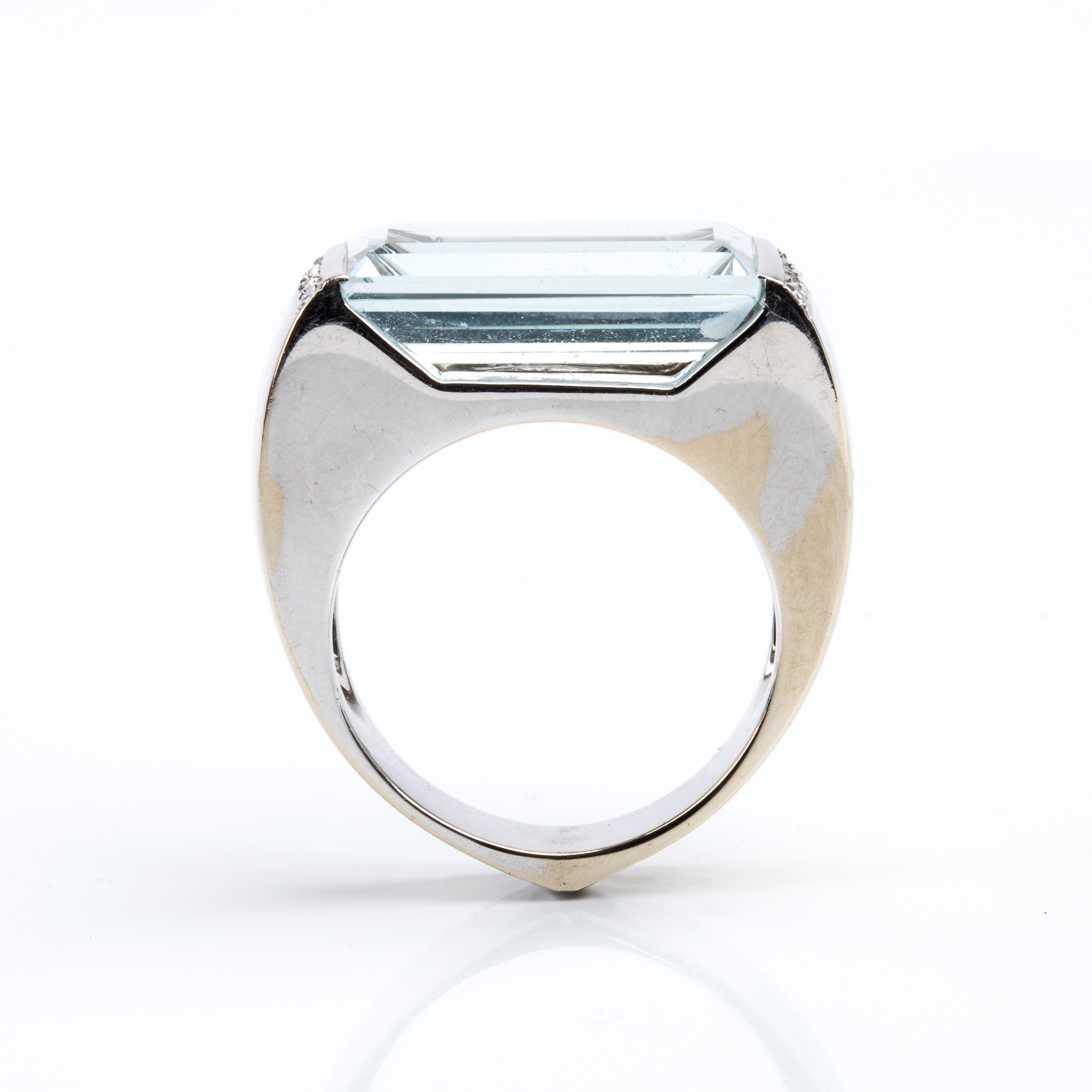 Pontevecchio - Anello in oro bianco 18k con acquamarina e diamanti