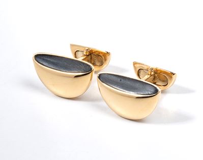 Gemelli in oro giallo 18k con diaspro nero