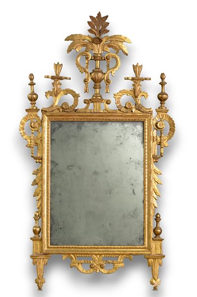 Specchiera in legno intagliato e dorato, stile Neoclassico lucchese, XVIII secolo