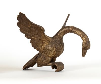Scultura in legno dorato a forma di cigno, Francia, XIX secolo
