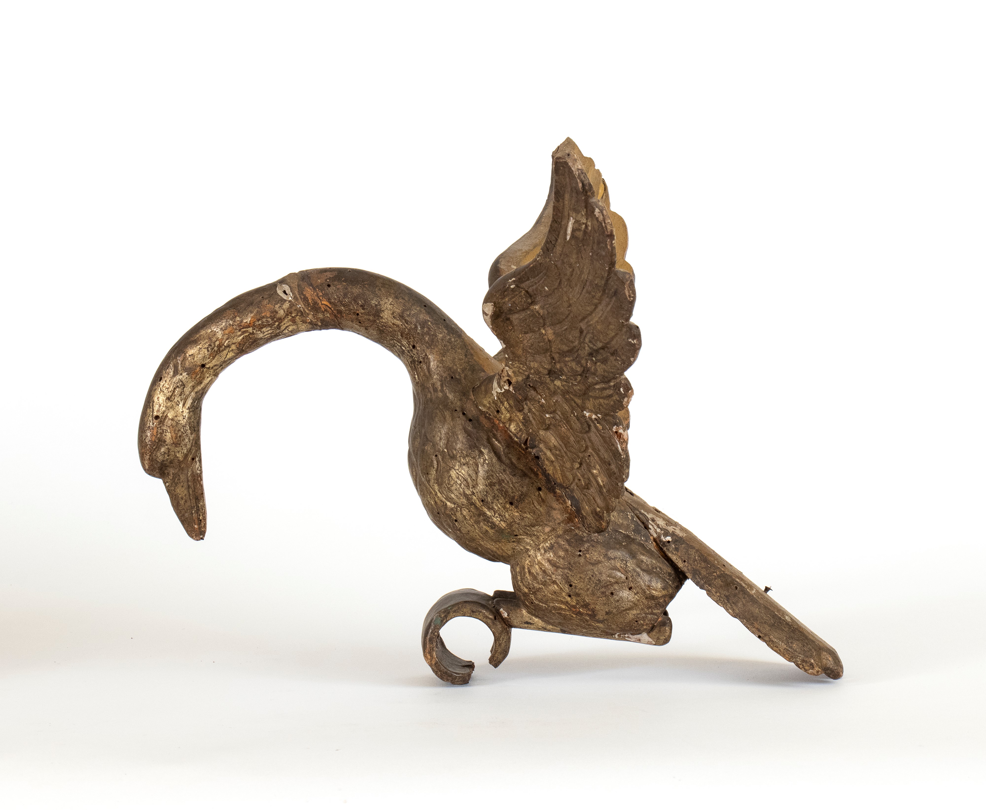 Scultura in legno dorato a forma di cigno, Francia, XIX secolo